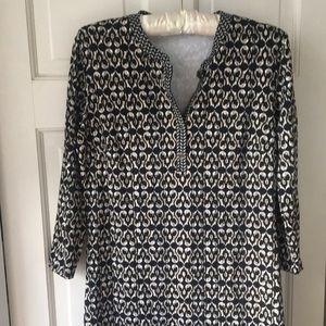 J. McLaughlin Print Dress with Button Neck